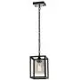 SYDTOP Modern Clear Crackle Glass Pendant Light with Chain Black Industrial Metal Hanging Light Fixture Rustic Mini Cage Pendant Lighting for Kitchen Island Sink Dining Room Counter Bar Farmhouse