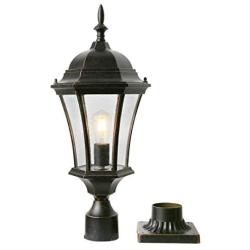 Goalplus Outdoor Post Light Fixture with Pier Mount for Yard 24 1/2'' High Post Lamp Antique Bronze Post Lantern with Clear Seeded Glass, IP44 60W E26, 1 Pack, LM4610-M