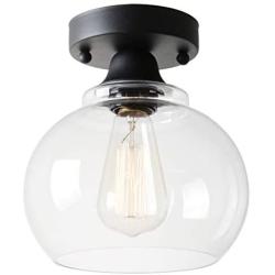 VILUXY Semi Flush Mount Ceiling Light, Industrial Clear Glass Shade Light Fixtures Ceiling for Hallway, Schoolhouse, Entryway, Kitchen, Dining Room, Laundry Room