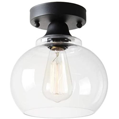 VILUXY Semi Flush Mount Ceiling Light, Industrial Clear Glass Shade Light Fixtures Ceiling for Hallway, Schoolhouse, Entryway, Kitchen, Dining Room, Laundry Room