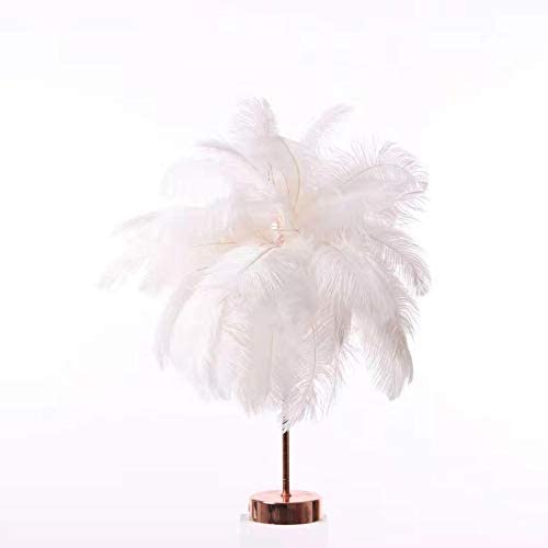 Feather Table Lamp, Bedroom Bedside Lamp,DIY Modern Romantic Bedside Lamp is Suitable Soft Lighting Romantic Atmosphere Light for Living Room Wedding Room Bedroom White