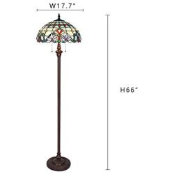 Capulina Tiffany Style Floor Light, Victorian Style Tiffany Pole Lamp, 2 Light Tiffany Floor Lamp, 18 Inches Wide Stained Glass Floor Lamps, Standing Lamp, Leaded Glass Floor Lamp (Tall: 66 inches)