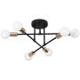 Modo Lighting Mid Century Sputnik Chandelier 6 Lights Vintage Industrial Semi Flush Mount Ceiling Light Fixture E26 Bulb Adjustable Geometric Pendant Ceiling Lamp for Living Room Kitchen, Black