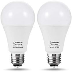 LOHAS 3-Way A21 LED Light Bulb 50/100/150W Equivalent, 5000K Daylight, Dimmable 3 Way LED Frosted Light Bulbs with E26 Medium Base for Floor Lamp, Night Stand Lamps, End Table, 600/1250/1850LM, 2Pack