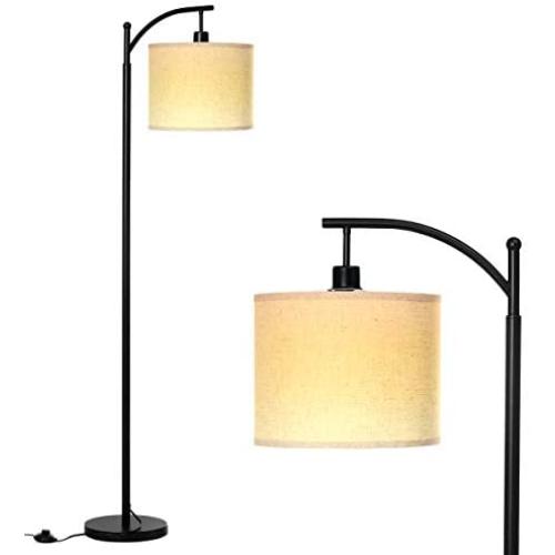 Floor Lamp for Living Room, KINGSO Standing Lamp with Hanging Lamp Shade Arc Floor Lamp Equipped with Foot Switch, Classic Reading Floor Lamps for Bedroom Office Study Room Black