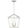 Queluz Brushed Nickel Cage Foyer Pendant Chandelier 13'' Wide Geometric Frame 4-Light Fixture for Dining Room House Foyer Kitchen Island Entryway Bedroom Living Room - Franklin Iron Works