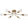 TULUCE Mid Century Modern Ceiling Lighting Industrial Semi Flush Mount Light Fixture Brushed Brass 6 Light Sputnik Chandelier for Kitchen Dining Room Bedroom Living Room Foyer