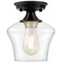 Semi Flush Mount Ceiling Light, Industrial Flush Mount Light Fixture with Clear Glass Shade Ceiling Light Fixtures for Hallway, Entryway, Kitchen, Dining Room, Laundry Room (Black+Gold)