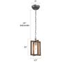 Pendant Light, Small Chandelier in Wood and Antique Silver Metal Finish, Farmhouse Light Fixture for Kitchen Island, Foyer, Hallway, Dining Room