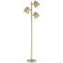 Aaron Mid Century Modern Floor Lamp Aged Brass 3-Light Tree Adjustable Dome Shades for Living Room Reading Bedroom Office - 360 Lighting