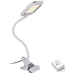 Eyocean Clamp Reading Light for Bed Headboard, Clip Light with 3 Color Modes,11 Dimming Levels, Clip on Desk Lamp, Adapter Included, 5W, White