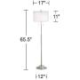 Roxie Modern Floor Lamp Brushed Steel Sheer and Linen Double Drum Shade for Living Room Reading Bedroom Office - Possini Euro Design