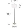 Roxie Modern Floor Lamp Brushed Steel Sheer and Linen Double Drum Shade for Living Room Reading Bedroom Office - Possini Euro Design