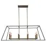 48'' Wide 8-Light Open Frame Industrial Style Rectangular Bronze Linear Chandelier Ceiling Lamp Dining Room