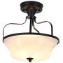 CASILVON Industrial Farmhouse Frosted Glass Metal Base Black Semi Flush Mount Ceiling Light, Ceiling Light Fixtures Bowl for Living Room Foyer Dinning Room Hallway Kitchen Bedroom Cafe 1-Light