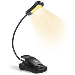 Vekkia Rechargeable 3000K Warm 6 LED Book Light, Easy Clip on Reading Lights for Reading in Bed. Perfect for Bookworms & Kids