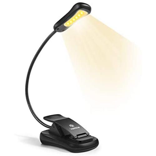 Vekkia Rechargeable 3000K Warm 6 LED Book Light, Easy Clip on Reading Lights for Reading in Bed. Perfect for Bookworms & Kids