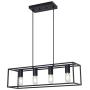 Black Farmhouse Linear Chandelier Pendant Lighting, 4-Light Kitchen Island Lighting with Metal Open Frame for Kitchen Dining Room. (Black, 4-Light)