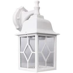 LIT-PaTH Outdoor LED Wall Lantern as Porch Light, 11W 1000 Lumen, Aluminum Housing Plus Glass, Matte White Finish, ETL and ES Qualified