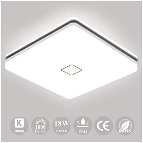 Airand 18W LED Ceiling Light, 10.6 inch Square 1800lm Ceiling Light Fixture Flush Mount, 5000K Waterproof IP44 Ceiling Lamp for Bathroom,Kitchen,Closet,Bedroom,Living Room,Hallway,Office, and More Airand 18W LED Ceiling Light, 10.6 inch Square 1800lm Ceiling Light Fixture Flush Mount, 5000K Waterproof IP44 Ceiling Lamp for Bathroom,Kitchen,Closet,Bedroom,Living Room,Hallway,Office, and More