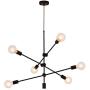 Sputnik Chandelier 6 Lights,Black Pendant Light Fixture,Industrial Modern Ceiling Lighting for Dining Room Kitchen Island Bedroom Hallway