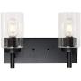 VINLUZ 2 Light Sconces Wall Lighting Black Modern Wall Lamp with Clear Glass Shade Bathroom Vanity Light, Industrial Vintage Wall Mounted Light Fixtures Bedroom Kitchen Stairs