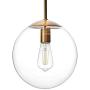 MOTINI Globe Pendant Light, 1-Light Gold Brushed Brass Pendant Lighting with Clear Glass Shade, Single Large Hanging Light Fixture for Kitchen Island Dining Room