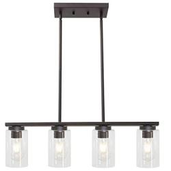 TODOLUZ 4 Light Farmhouse Chandeliers Clear Glass Shade Modern Hanging Pendant Light Fixture for Kitchen Dining Rooms Study Bar