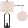 Maxax Table Lamps Set of 2 with Oatmeal Fabric Drum Shade Industrial Nightstand Lamps for Living Room Bedroom Bedside Nightstand,Black Finish