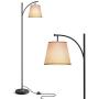 LEPOWER Floor Lamp for Living Room, Mid Century Standing Reading Light with Arc Hanging Lampshade, Modern Design Tall Pole Lamp for Office, Farmhouse, Bedroom and Nursery, E26 Lamp Base