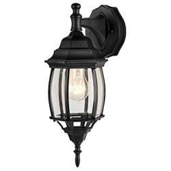 NOMA Four-Sided Outdoor Wall Lantern | Waterproof Down-Facing Lights | Black Finish with Clear Bevelled Glass Panels