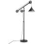 Henn&Hart FL0022 Modern Industrial Pulley System Contemporary Blackened Bronze with Metal Shade for Living Room, Office, Study Or Bedroom Floor Lamp, One Size, Black