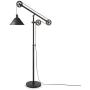 Henn&Hart FL0022 Modern Industrial Pulley System Contemporary Blackened Bronze with Metal Shade for Living Room, Office, Study Or Bedroom Floor Lamp, One Size, Black