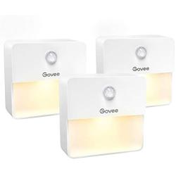 Govee LED Night Light Motion Sensor and Battery Powered, Warm White and Soft Light LED, Stick-on Night Lights, Energy Efficient and Compact for Bathroom Hallway Bedroom Stairs Kitchen, 3 Pack