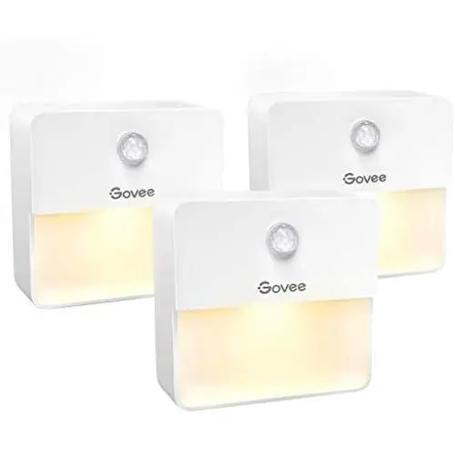 Govee LED Night Light Motion Sensor and Battery Powered, Warm White and Soft Light LED, Stick-on Night Lights, Energy Efficient and Compact for Bathroom Hallway Bedroom Stairs Kitchen, 3 Pack Govee LED Night Light Motion Sensor and Battery Powered, Warm White and Soft Light LED, Stick-on Night Lights, Energy Efficient and Compact for Bathroom Hallway Bedroom Stairs Kitchen, 3 Pack