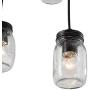 LOG BARN Mason Jar Lights, Farmhouse Light Fixture for Kitchen Island, Glass Pendant Light Hanging Over Dining Table, Rustic Bronze Metal Finish Chandelier with Clear Glass Shades