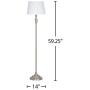 Amazon Brand – Ravenna Home Metal Living Room Slim Standing Floor Lamp With LED Light Bulb - 59.25 Inches, Brushed Nickel with White Shade