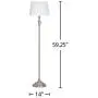 Amazon Brand – Ravenna Home Metal Living Room Slim Standing Floor Lamp With LED Light Bulb - 59.25 Inches, Brushed Nickel with White Shade