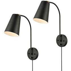 2-Pack Modern Plug in Wall Sconces Industrial Wall Lamps with Cord Swtich