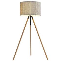 Modernuci Wood Tripod Floor Lamp - LED Mid Century Modern Tripod Lamp for Farmhouse, Office, Living Room Bedroom - 57 Tall Standing Reading Lamp, Edison Style Bulbs Included