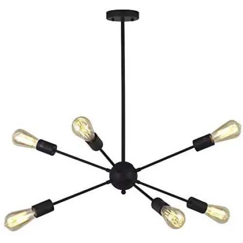 Chandeliers 6 Lights Modern Pendant Lighting Industrial Vintage Ceiling Light Fixture for Kitchen Dining Room Living Room (Black) Chandeliers 6 Lights Modern Pendant Lighting Industrial Vintage Ceiling Light Fixture for Kitchen Dining Room Living Room (Black)