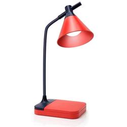 ROCOD LED Desk Lamp,Touch Control Desk Lamp 3 Color Modes with Dimmable,360°Flexible Desk Lamp with USB Charging Port Pen Holder,Rechargeable Desk Lamp for Students,Dorm Reading (Red)