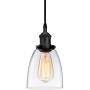 Kitchen Mini-Pendant Light Industrial Hanging Light Island Clear Glass Adjustable Nylon Core Ceramic Holder Lighting Fixture Indoor for Dining Room Entryway Loft (Bulb Not Included)