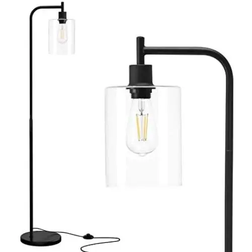 Addlon LED Floor Lamp, with Hanging Glass Lamp Shade and LED Bulb for Bedroom and Living Room, Modern Standing Industrial Lamp Tall Pole Lamp for Office, Classical Black Addlon LED Floor Lamp, with Hanging Glass Lamp Shade and LED Bulb for Bedroom and Living Room, Modern Standing Industrial Lamp Tall Pole Lamp for Office, Classical Black