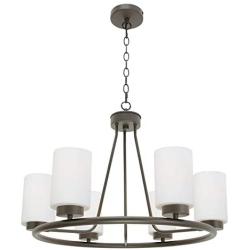 TODOLUZ 24.8'' Large Farmhouse Wagon Wheel Chandelier Oil Rubbed Bronze, 6 Lights Industrial Island Pendant Lighting for Dining Room Bedroom Foyer