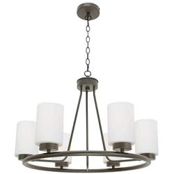 TODOLUZ 24.8'' Large Farmhouse Wagon Wheel Chandelier Oil Rubbed Bronze, 6 Lights Industrial Island Pendant Lighting for Dining Room Bedroom Foyer