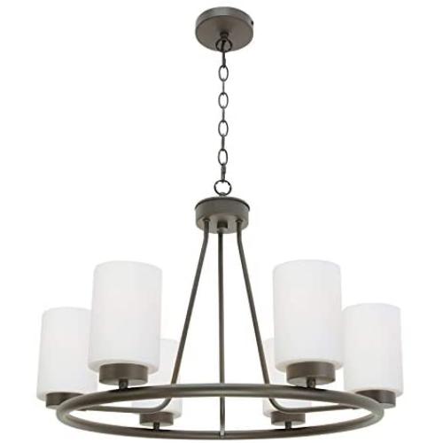 TODOLUZ 24.8'' Large Farmhouse Wagon Wheel Chandelier Oil Rubbed Bronze, 6 Lights Industrial Island Pendant Lighting for Dining Room Bedroom Foyer