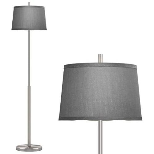 Oneach Modern Floor Lamp for Living Room 62’H Contemporary Standing Light for Bedrooms Office Minimalist Metal Silver Floor Lamp for Home Brushed Steel