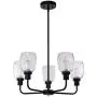 XiNBEi Lighting Chandeliers, Black Chandelier 5 Light, Pendant Lighting with Glass for Living & Dining Room XB-C1210-5-MBK
