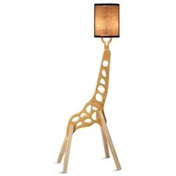 Modern Floor Lamp, Cartoon Giraffe Standing Lamp with Fabric Lampshade, Wood Reading Floor Light for Living Room Bedroom Kids Room,Black